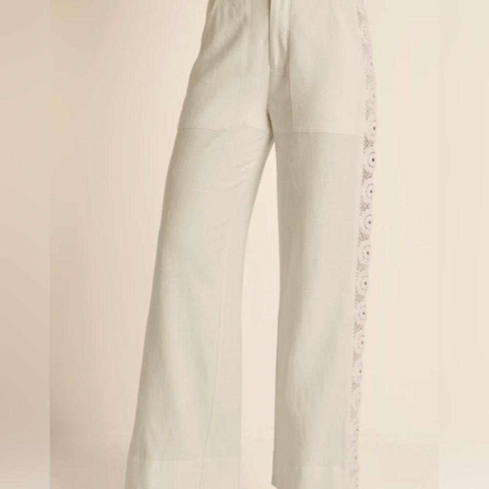 Women’s Wide-Leg Crochet SideTrim Pants  - Size 12
